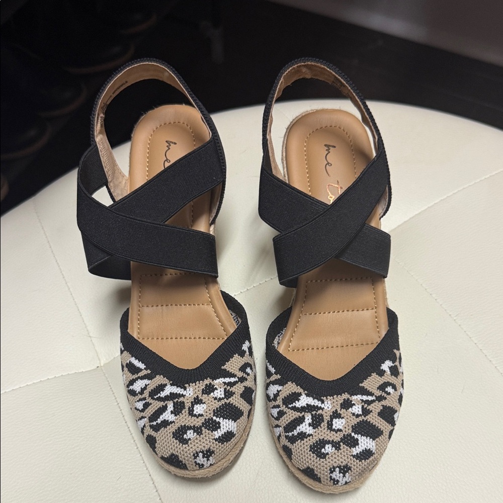 Me Too Black and Tan Espadrille Sandals